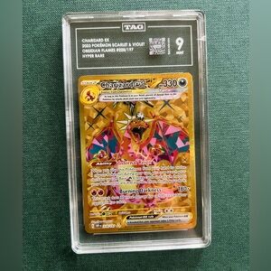 Tag Charizard EX Card - Gold and Pink
